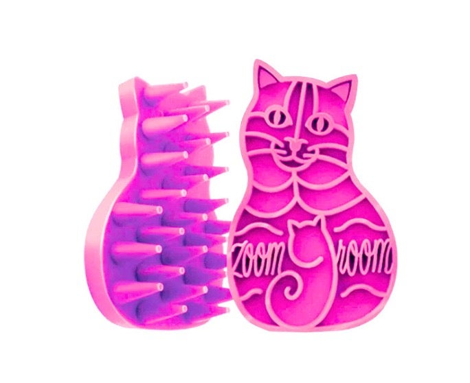 فرشاة سيليكون على شكل قطة للحيوانات الأليفة - وردي فاتح - Image 3